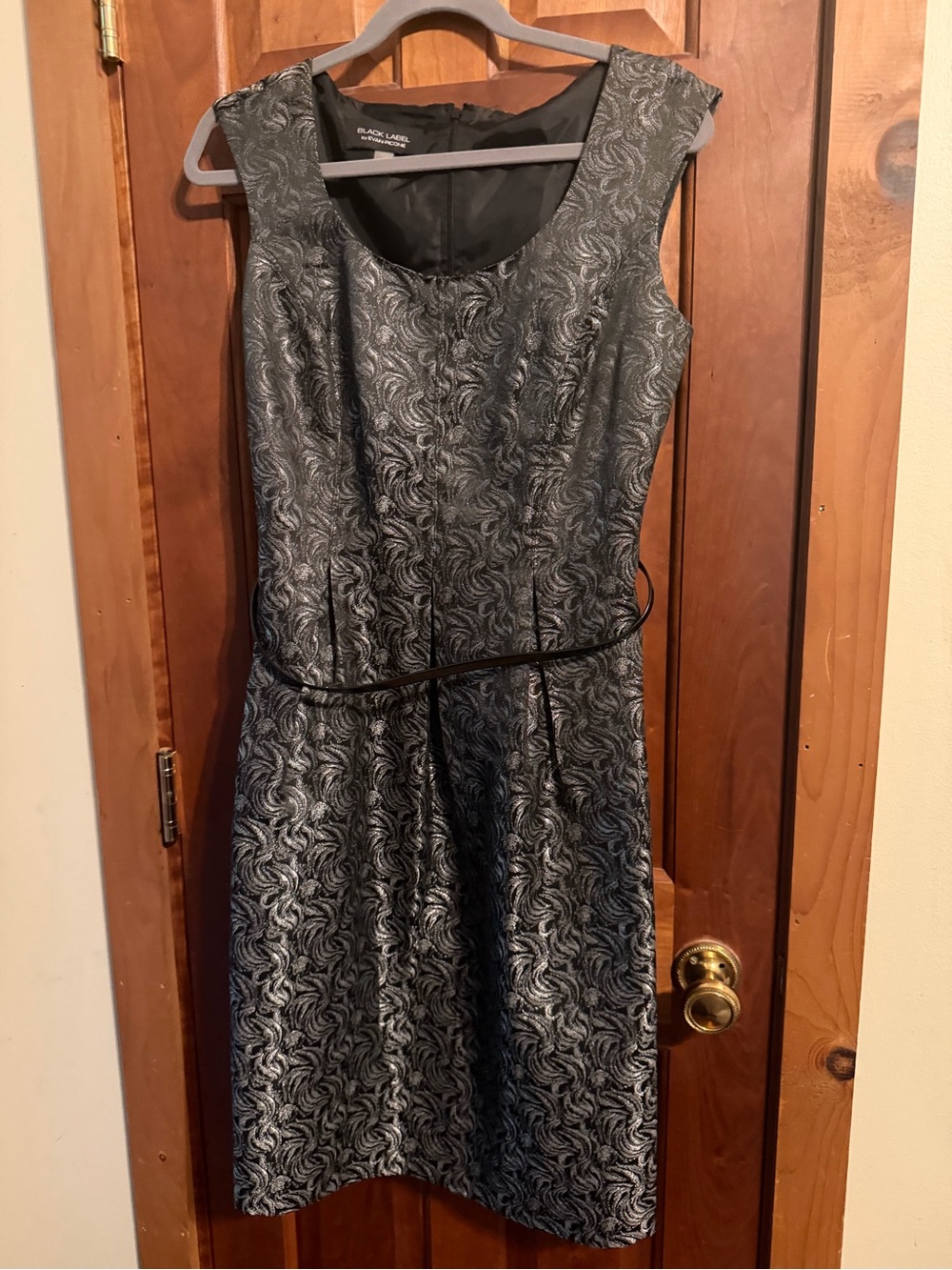 Black Label Evan Picone Silver and Black Textured Sheath Dress